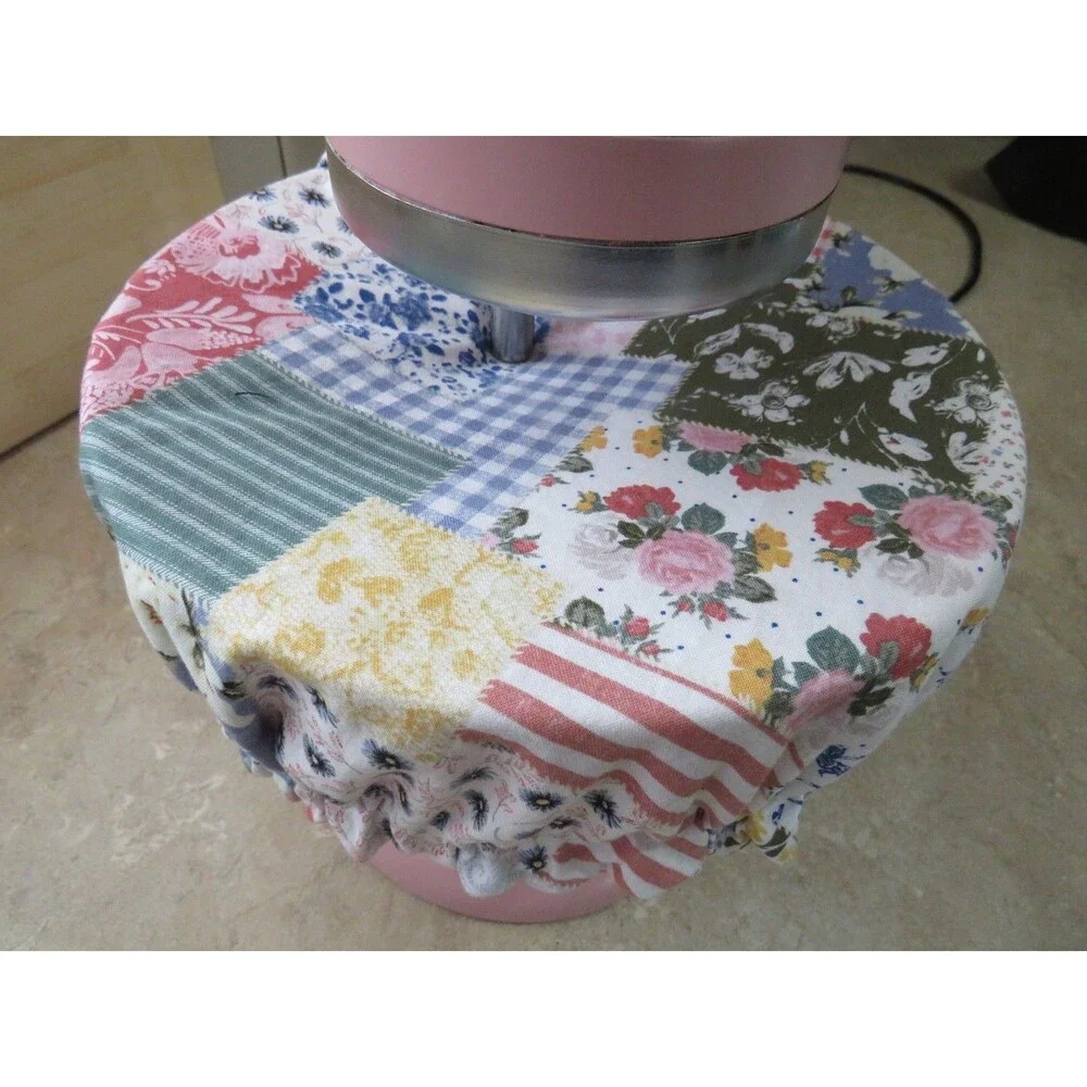 Kitchenaid Bowl Cover, Reversible Boho Patchwork and Pink Rose Mixer Cover